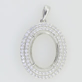 Custom 14K White Gold Semi Mount Pendant Setting Oval OV 15.82x13.34x6.94mm Syzjewelry